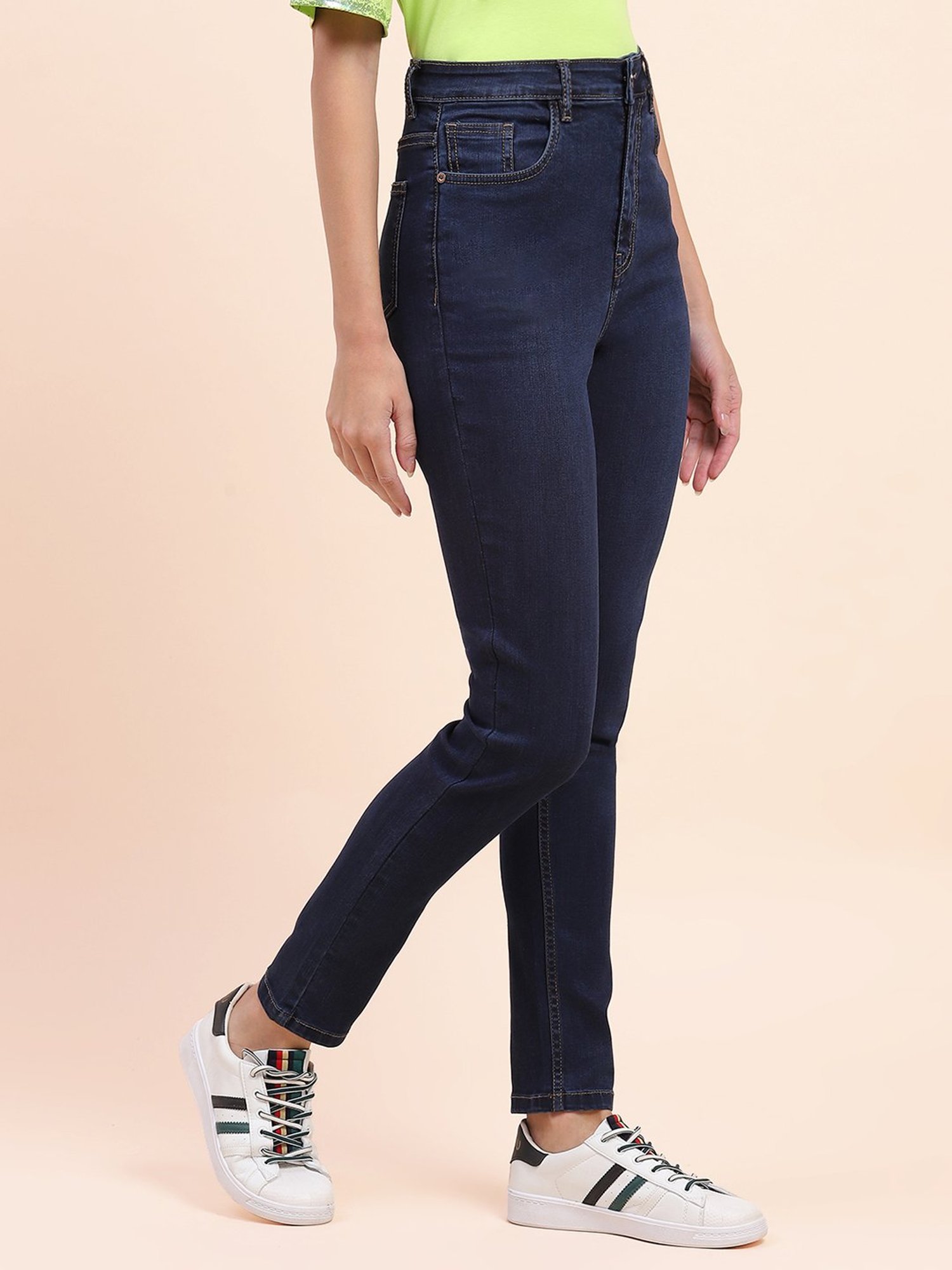 Camla Dark Blue Slim Fit Mid Rise Jeans