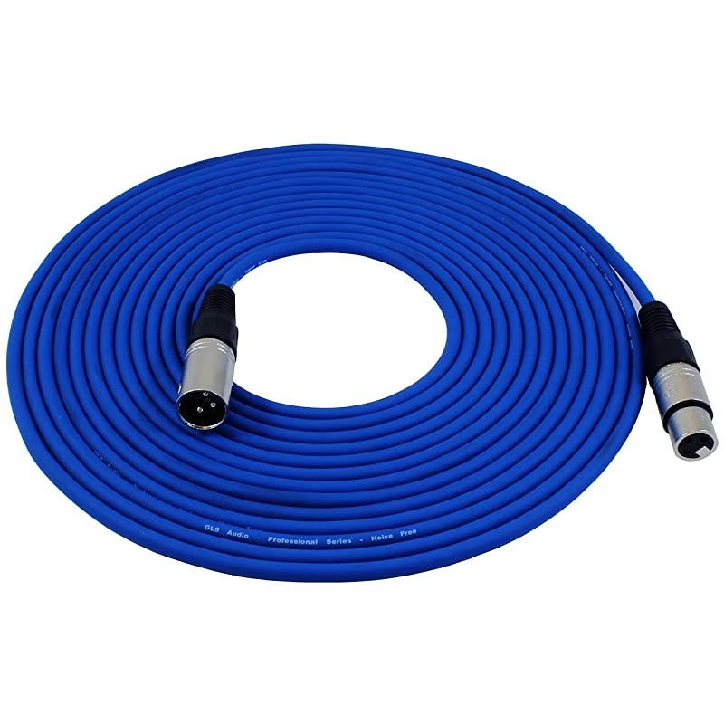 25ft Colored Blue Mic Cable Patch Cords - XLR Male to XLR Female Blue Microphone Cables - 25' Balanced Mike Snake Cord