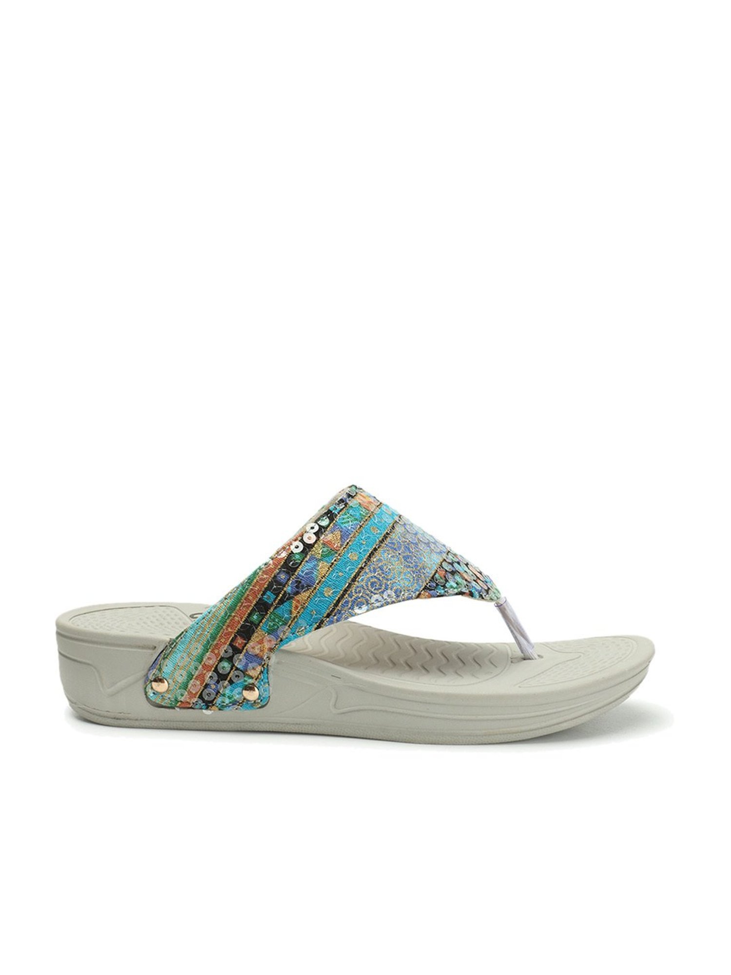 CL Sports by Carlton London Women's Blue Thong Wedges