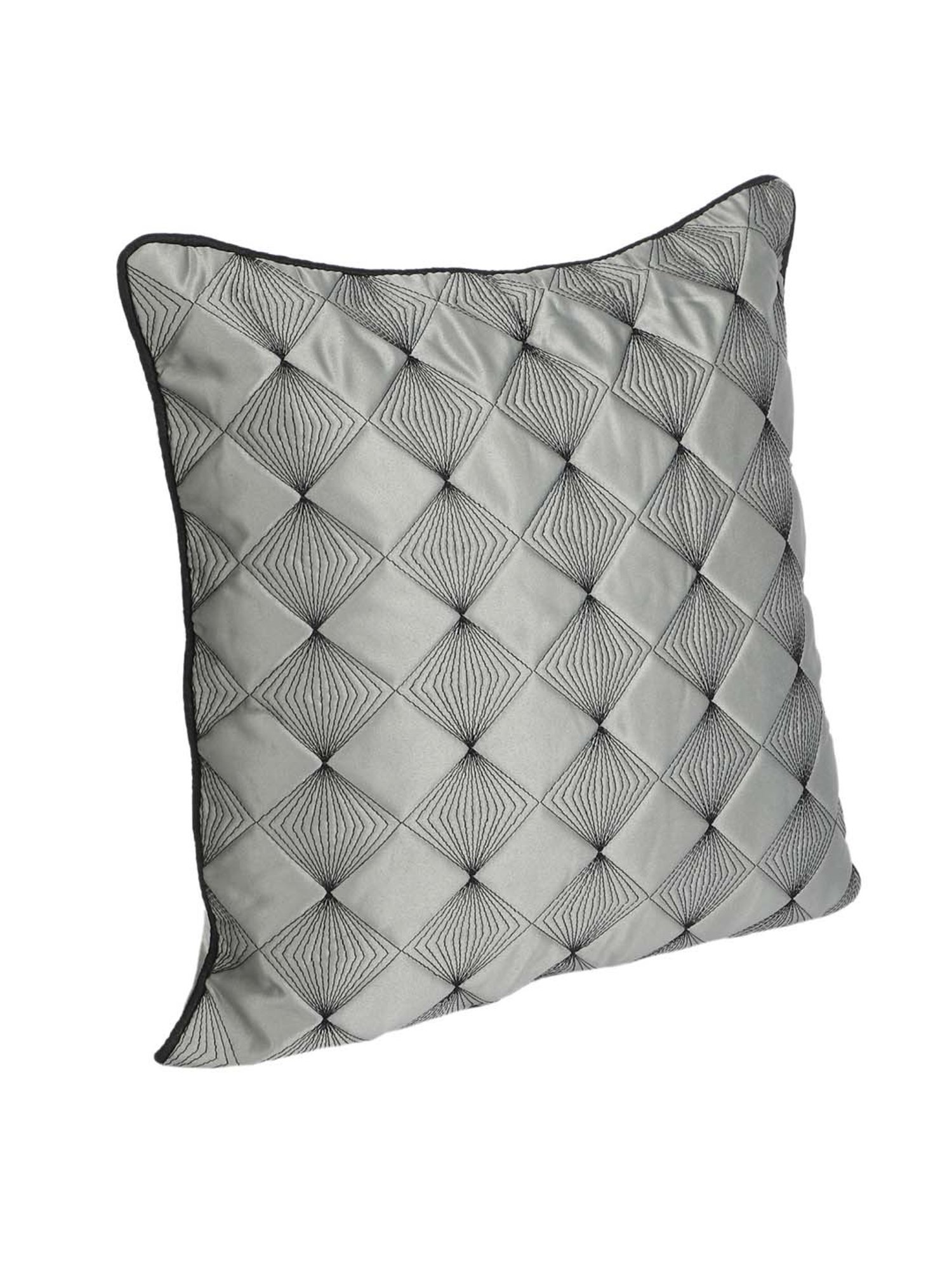 MFD HOME Furnishing Silver Satin Cushion Cover - Set of 1