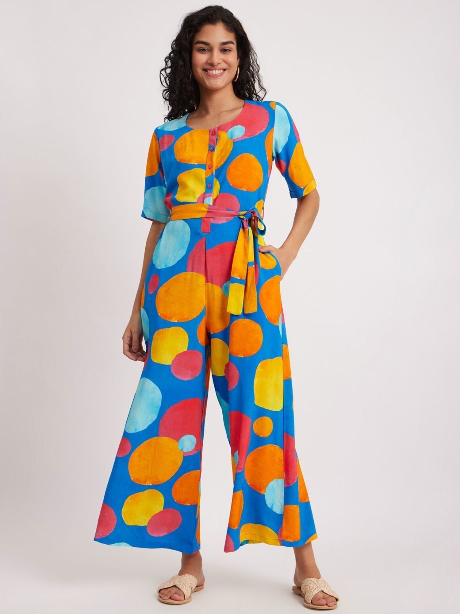 Pink Fort Multicolored Polka Dots Jumpsuit