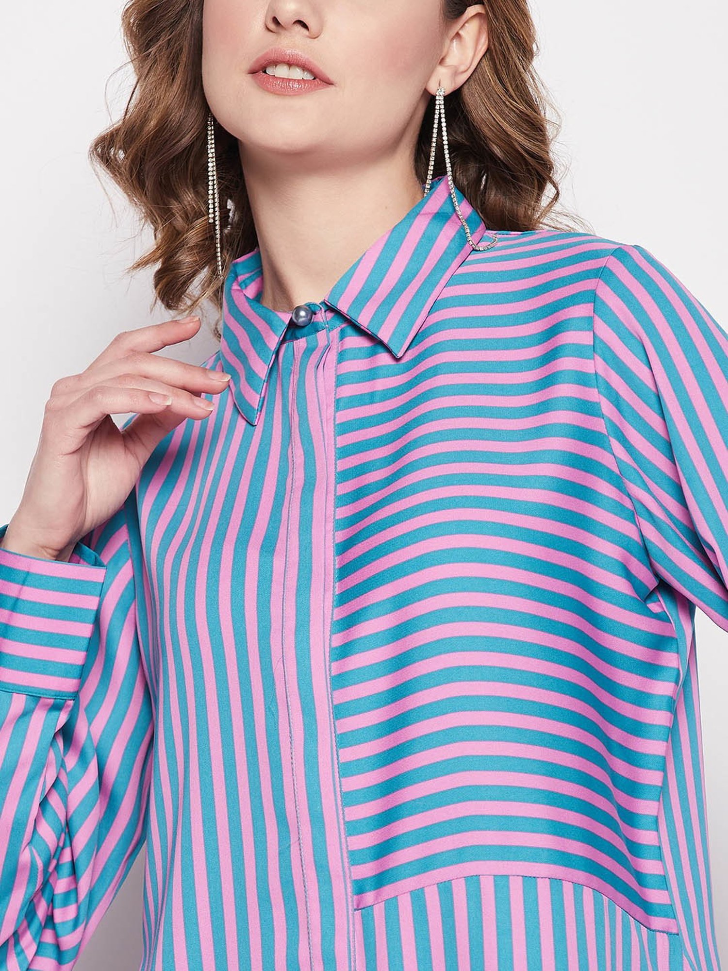 Camla by MADAME Blue & Pink Striped Shirt