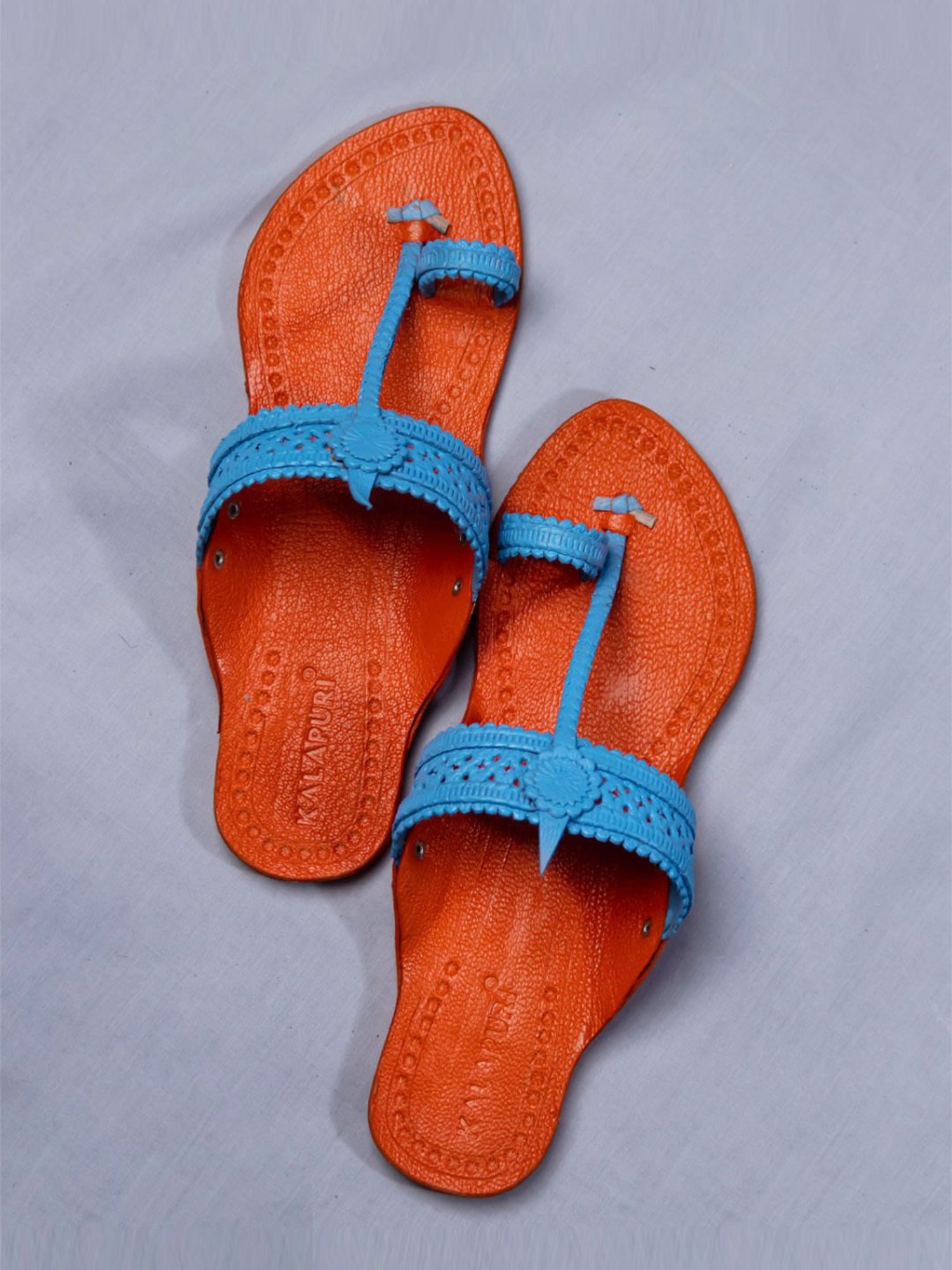 Kalapuri Women's Blue Kolhapuri Sandals