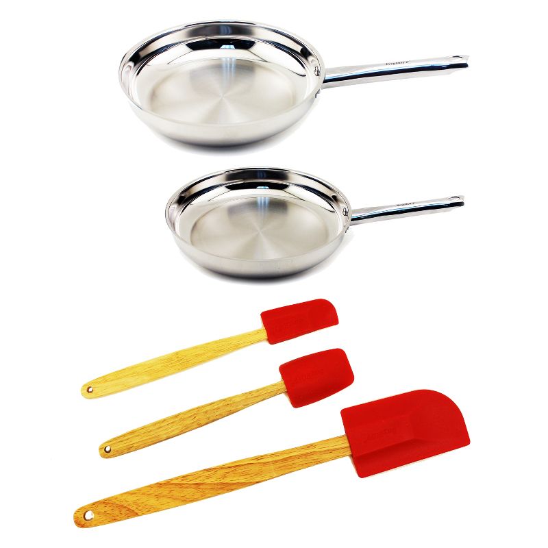 BergHOFF Boreal 5Pc 18/8 Stainless Steel Fry Pan Set with Tools