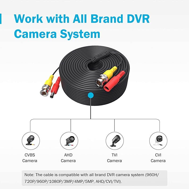 4 150 Feet Video Power Cable for Security Camera System AllinOne BNC Video and Power CCTV Security Camera Cable with Female Connectors 4Pack