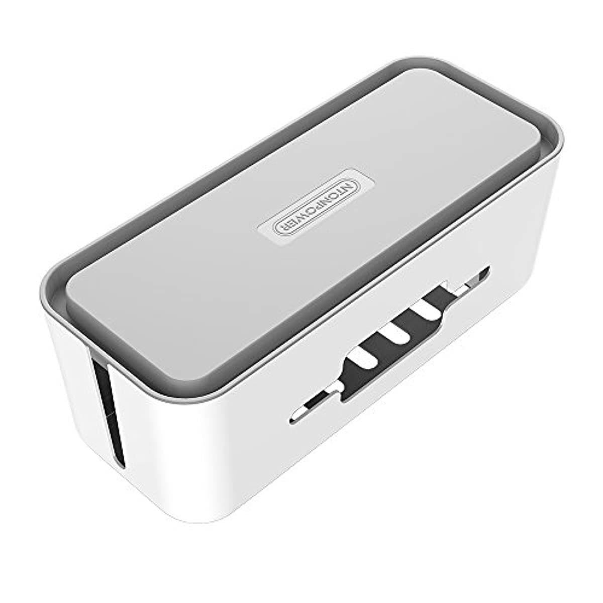 NTONPOWER Cable Management Box Cord Organizer Box Power Strip Cover with Phone Tablet Holder Stand 17 X 7.1 X 6.3 inches Super Large Hide Cable Box for Home Office Desktop Entertainment Center - Gray