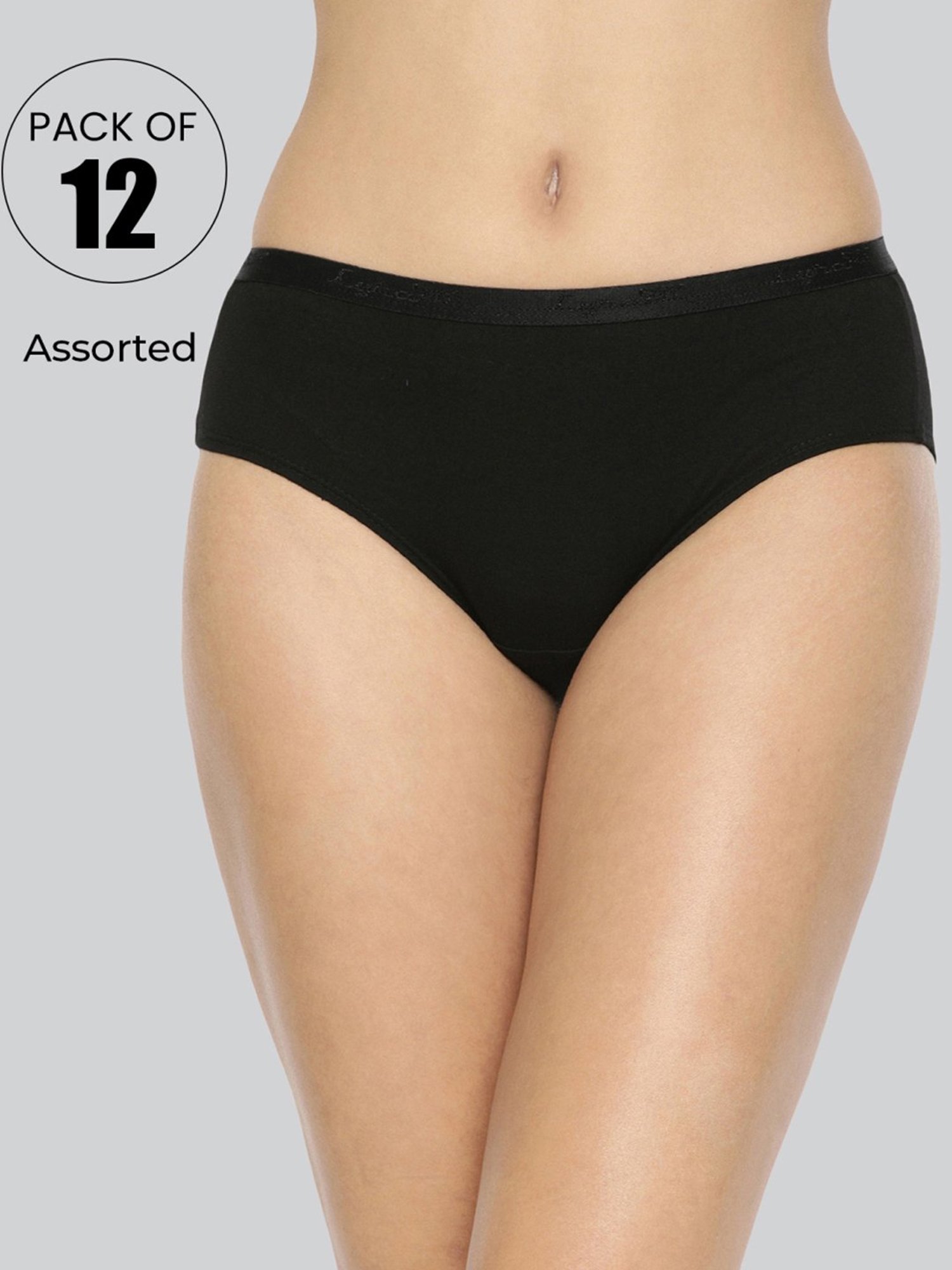 Lyra Assorted Color Cotton Hipster Panties - Pack Of 12