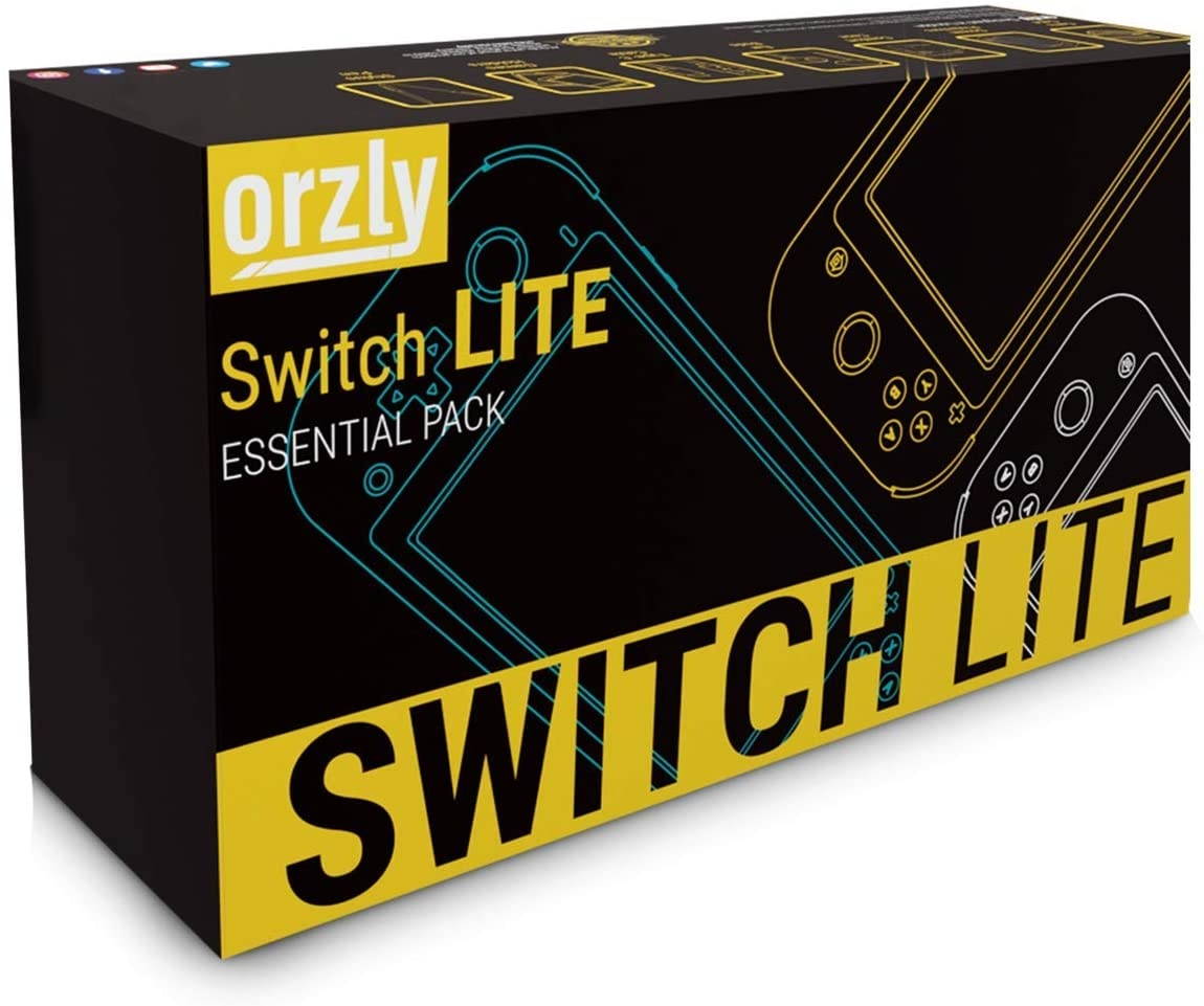Orzly Switch Lite Accessories Bundle - Case & Screen Protector for Nintendo Switch Lite Console, USB Cable, Games Holder, Comfort Grip Case, Headphones, Thumb-Grip Pack & More - Green