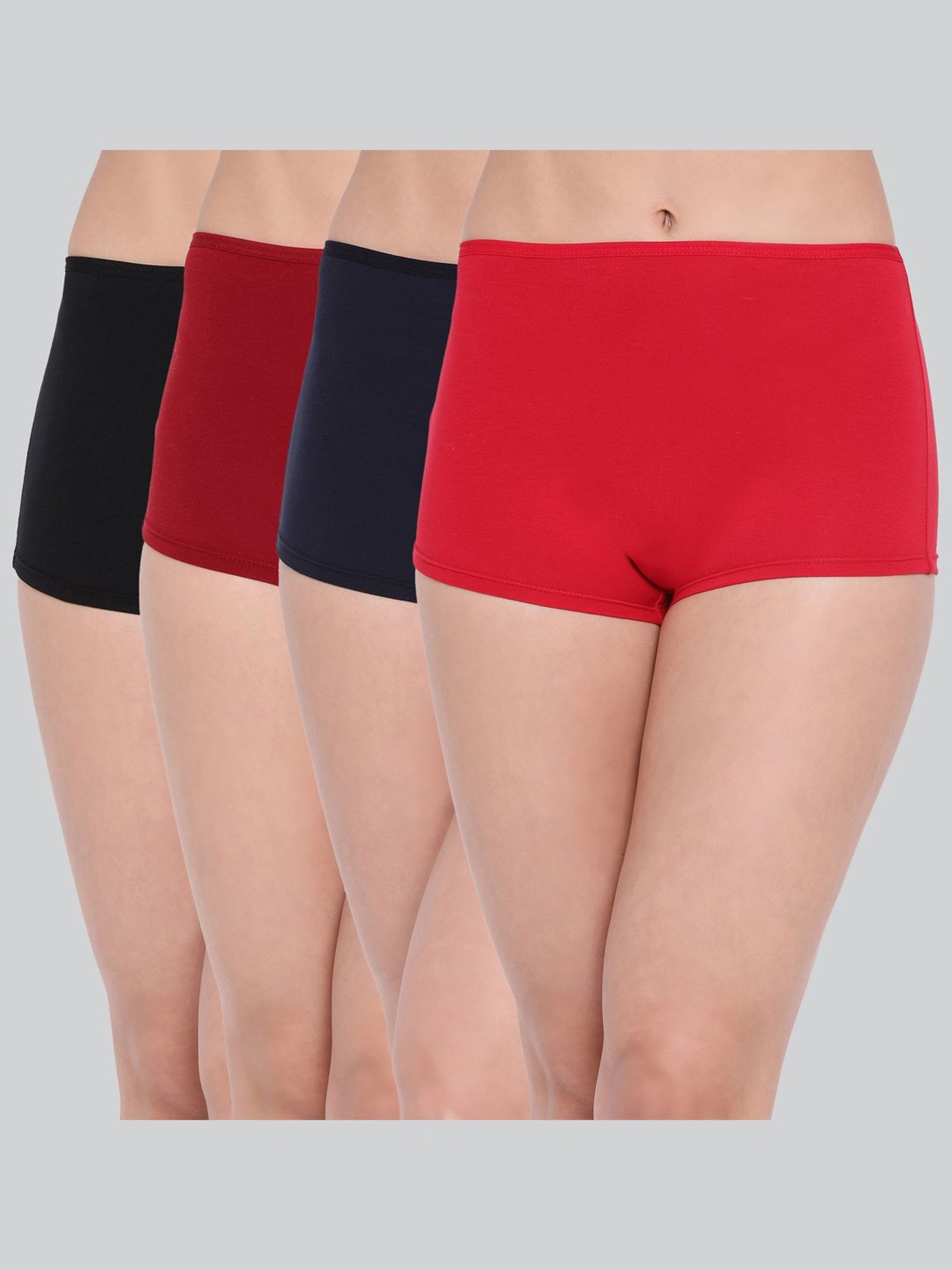 Lyra Assorted Color Cotton Boy Shorts Panties - Pack Of 4
