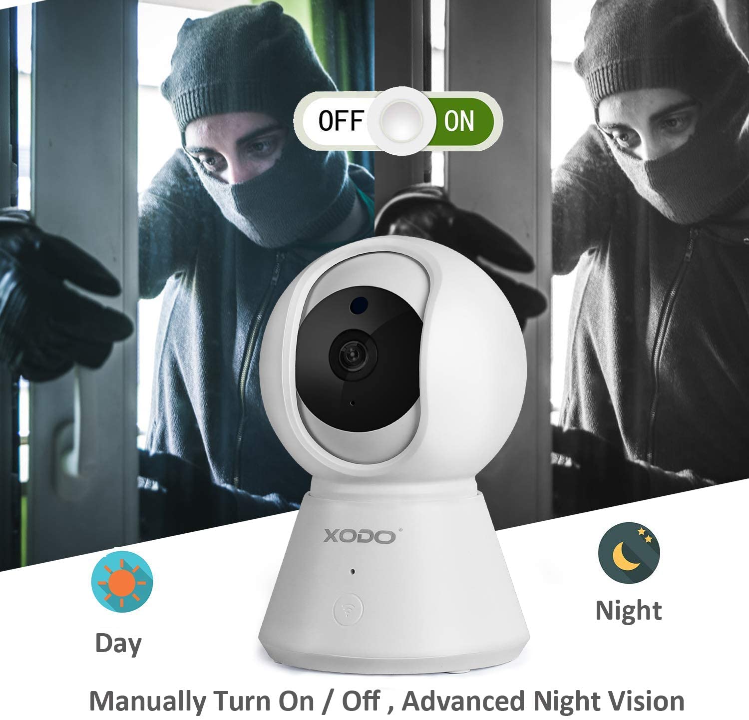 XODO E6 Wireless Security Camera - Full HD 1080P Home Security Camera Baby Monitor - Sound Detection - Video Playback - WiFi Home Indoor Camera for Dog/Pet/Nanny-Night Vision/2 Way Audio/Voice Control