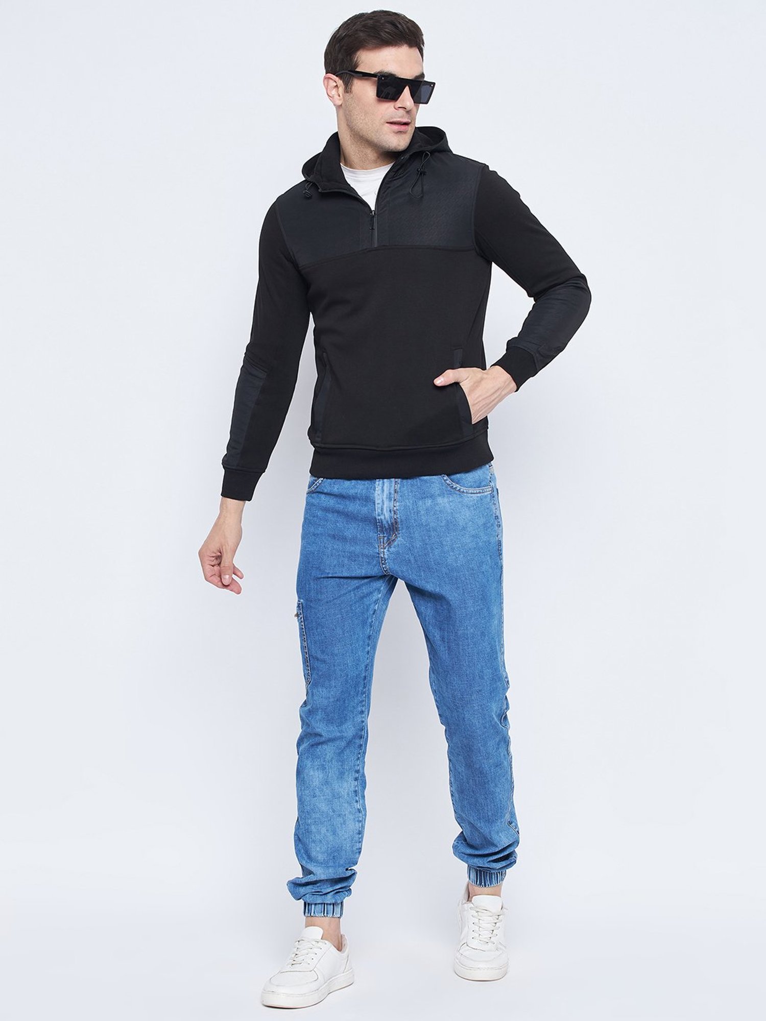 Camla Black Regular Fit Hooded Sweatshirt