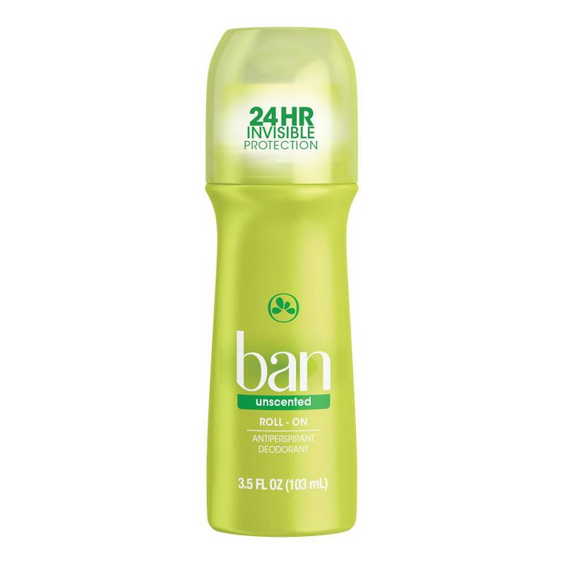 Ban Roll-On Unscented Antiperspirant &#38; Deodorant for Women and Men - 3.5oz
