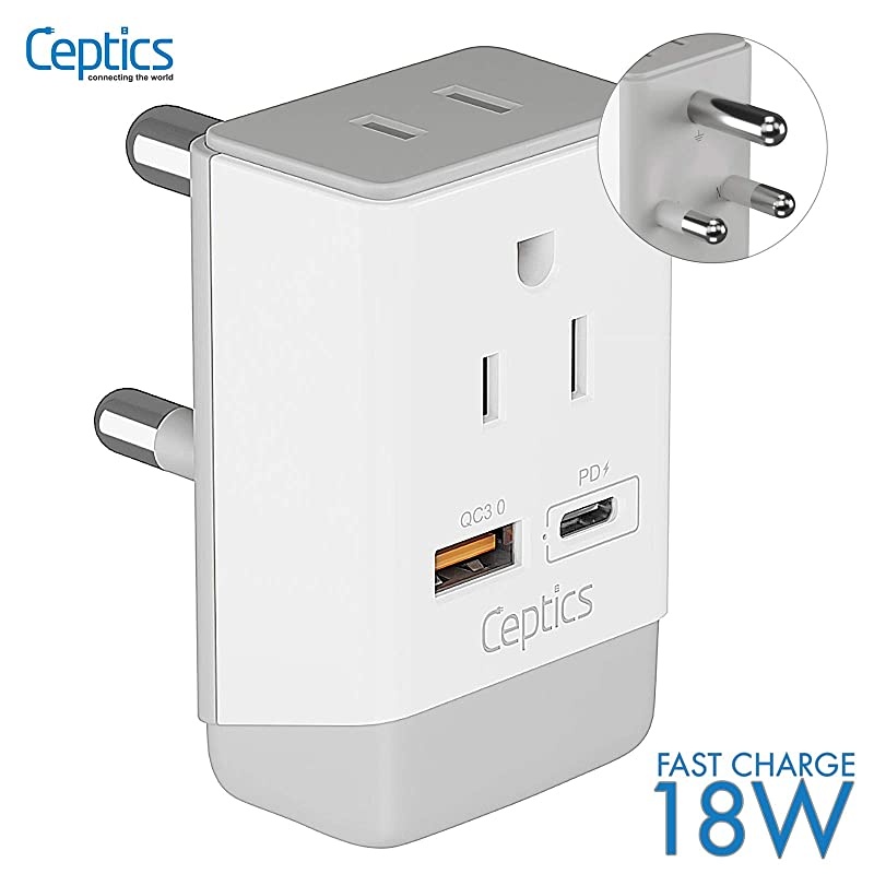 South Africa Power Plug Adapter Travel QC 30 PD by  Safe Dual USB USBC 2 USA Socket Compact Powerful Use in S Africa Botswana Type M AP10L Fast Charging