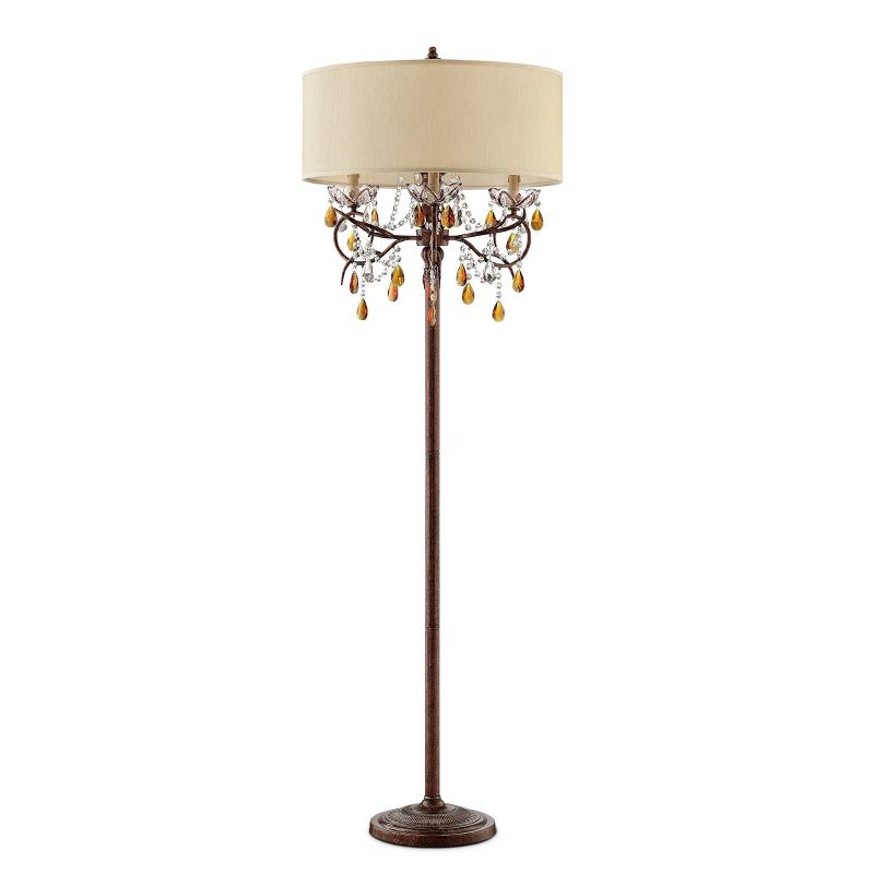 67.25" Antique Metal Floor Lamp with Crystals Brown - Ore International