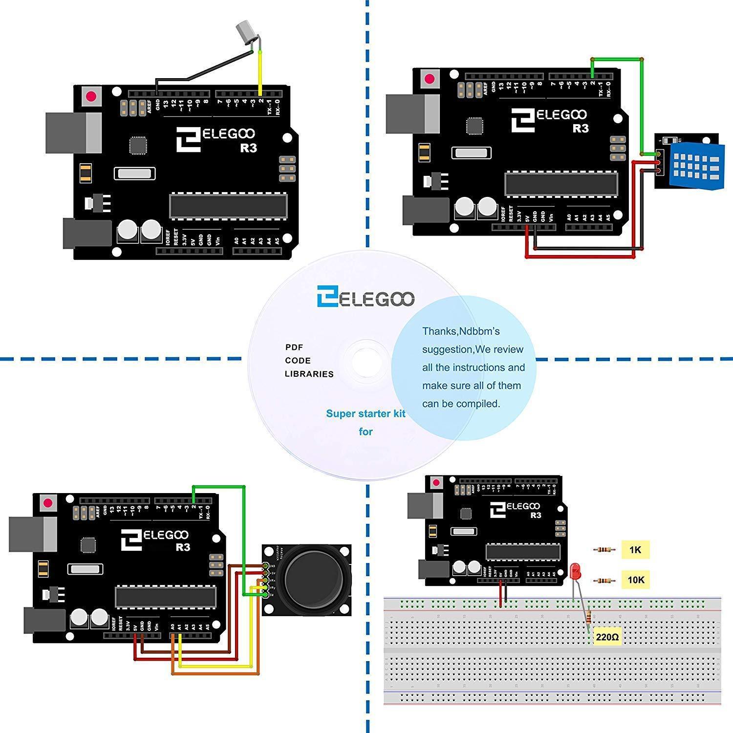 Elegoo UNO Project Super Starter Kit with Tutorial, 5V Relay, UNO R3, Power Supply Module, Servo Motor, 9V Battery with DC, Prototype Expansion Board, ect. for Arduino