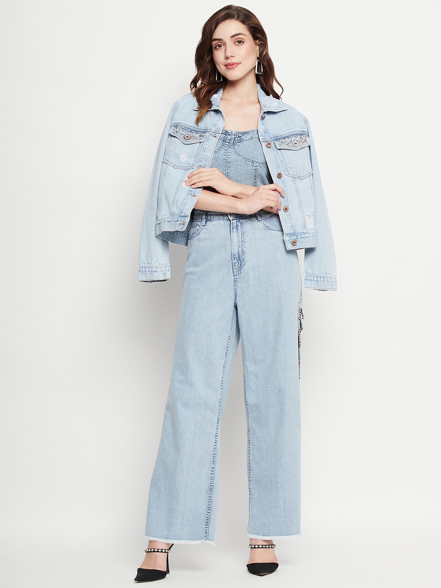 Camla Blue Regular Fit Mid rise Jeans