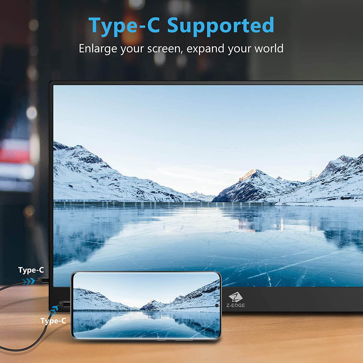 Z-EDGE Ultra1 15.6" 1080P Full HD IPS Portable Monitor, 8ms 60Hz, 178&deg; View Angle, LED Backlight, HDR, with TypeC HDMI Port, Built-in Speakers, Secondary Display for Mac/Phone/Laptop/Nintendo/Xbox/PS4