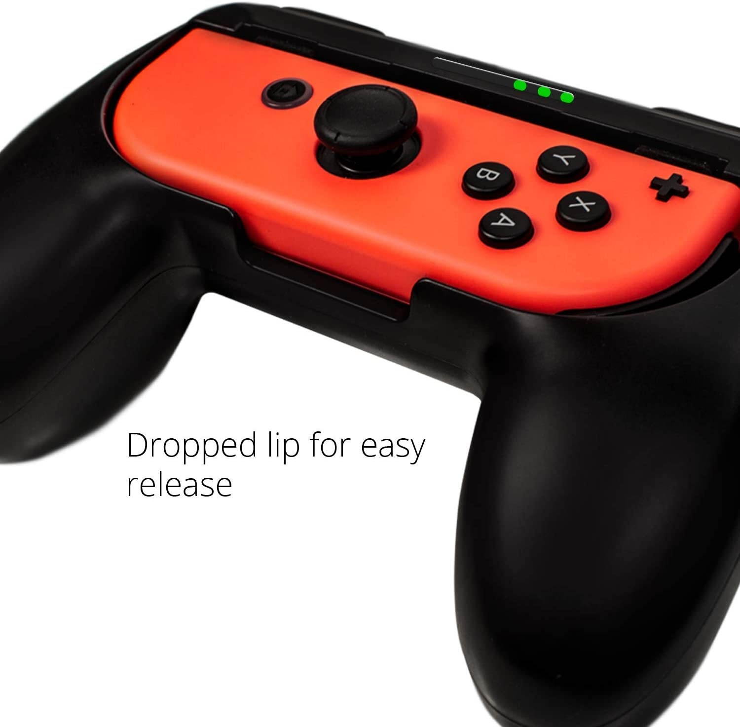 Orzly Grips compatible with Nintendo Switch Joy-Cons for Extra Comfort - TWIN PACK (2x BLACK) Universal Sided Grip Attachments for use with Nintendo Switch Joy-Cons