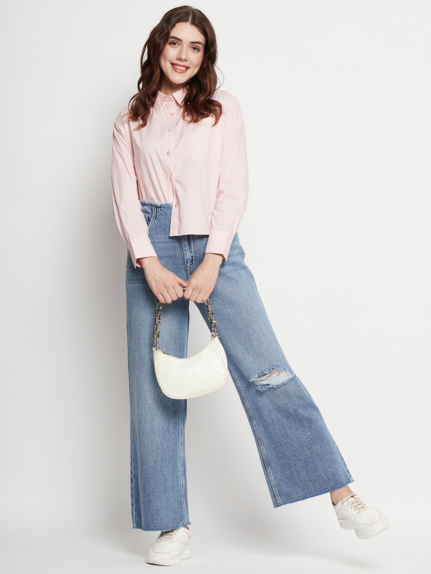 Camla Blue Distressed Mid rise Jeans