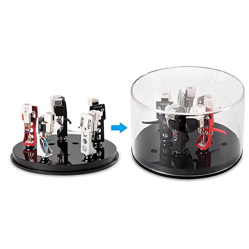 Headshell Cartridge Keeper Phono Shell Case Acrylic Box Turntable Record Player Stylus Holder (Round)