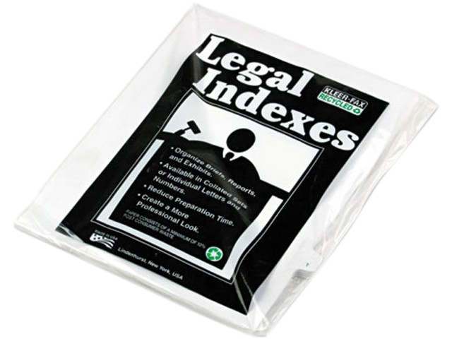 Kleer-Fax 91820 90000 Series Side Tab Index Divider Printed - Letter - 25 / Pack