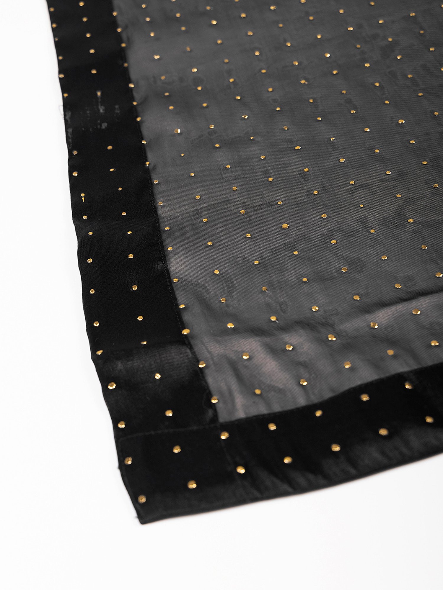 Pink Fort Black Embellished Organza Dupatta
