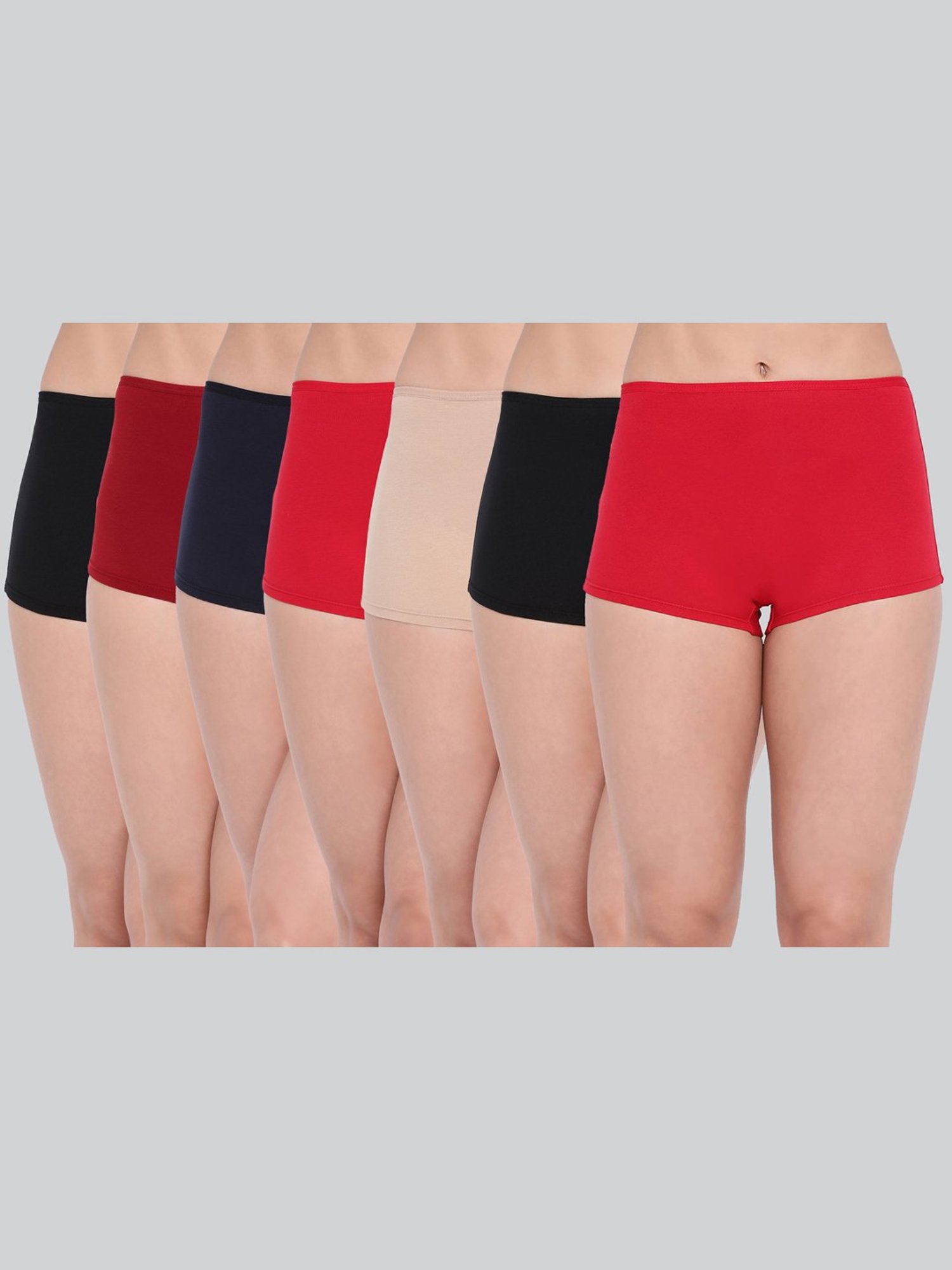Lyra Assorted Color Cotton Boy Shorts Panties - Pack Of 7