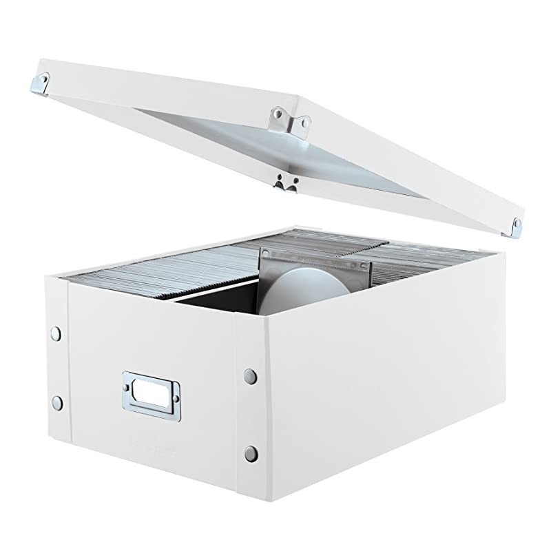 Double Wide CD Storage Box 6125 x 105 x 14 Holds up to 330 CDsDVDs White SNS03314