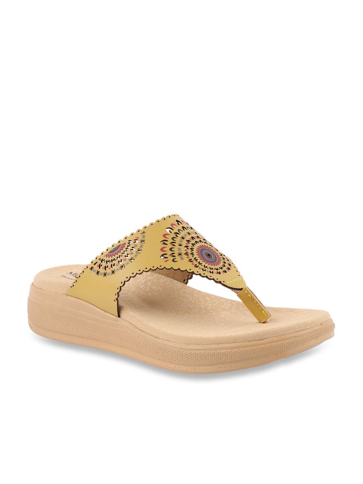 MediFeet Women's Motif Mustard Thong Wedges