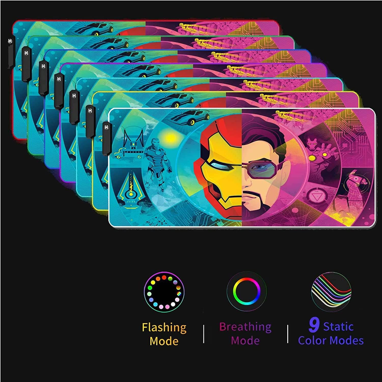 RGB Custom Mouse Pad - Chapter 2 Season 4,12 Lighting Modes Glowing Mousepad-4mm Thick-Anti-Slip Rubber Base-Laptop Desk Pad Mat-Computer Keyboard and Mice Combo Pads 23.6X13.8