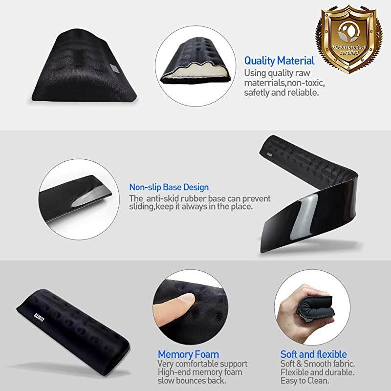 Wrist Rest for Keyboard and Mouse Memory Foam Cushion Wrist Support Pad Arm Rest Pillow Massage Hole Design EasyTyping for PC Gaming Office ComputerBlack Set