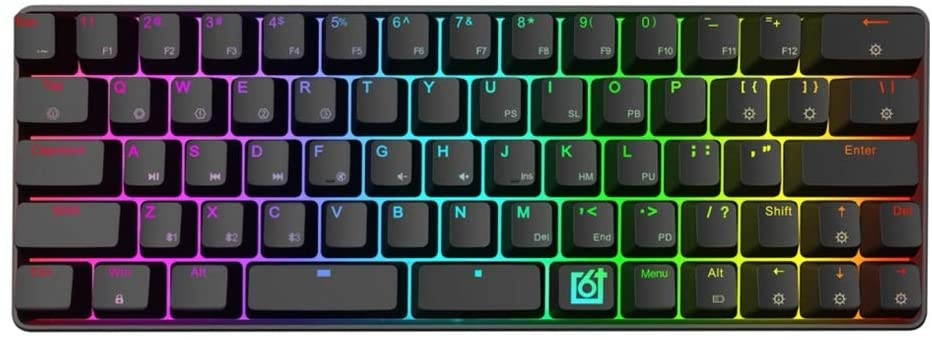 WYL Switch Mechanical Keyboard Gk66 Bluetooth Type-c Dual Mode Split-spacebar Hot-swappable RGB Mechanical Gaming Keyboard (Axis Body : Brown Switch)