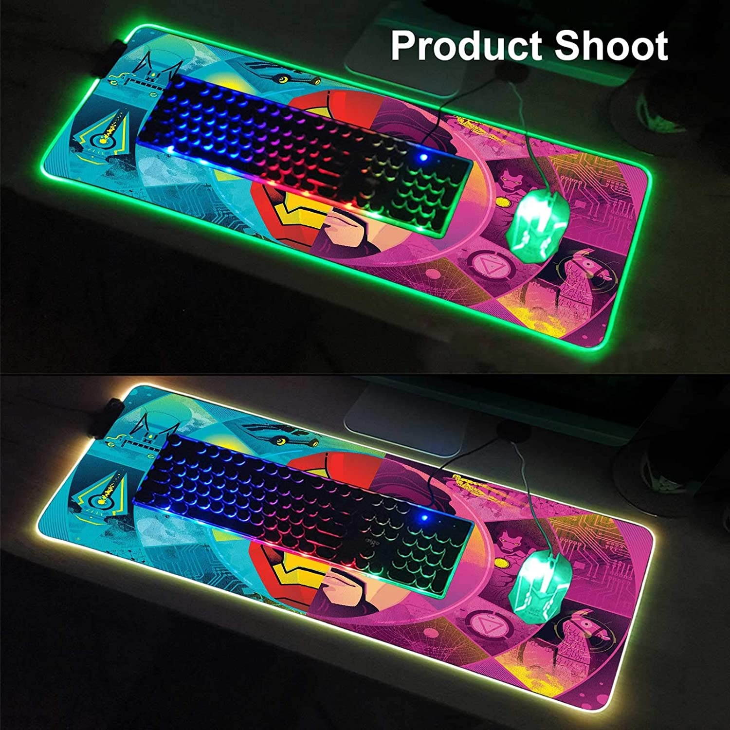 RGB Custom Mouse Pad - Chapter 2 Season 4,12 Lighting Modes Glowing Mousepad-4mm Thick-Anti-Slip Rubber Base-Laptop Desk Pad Mat-Computer Keyboard and Mice Combo Pads 23.6X13.8