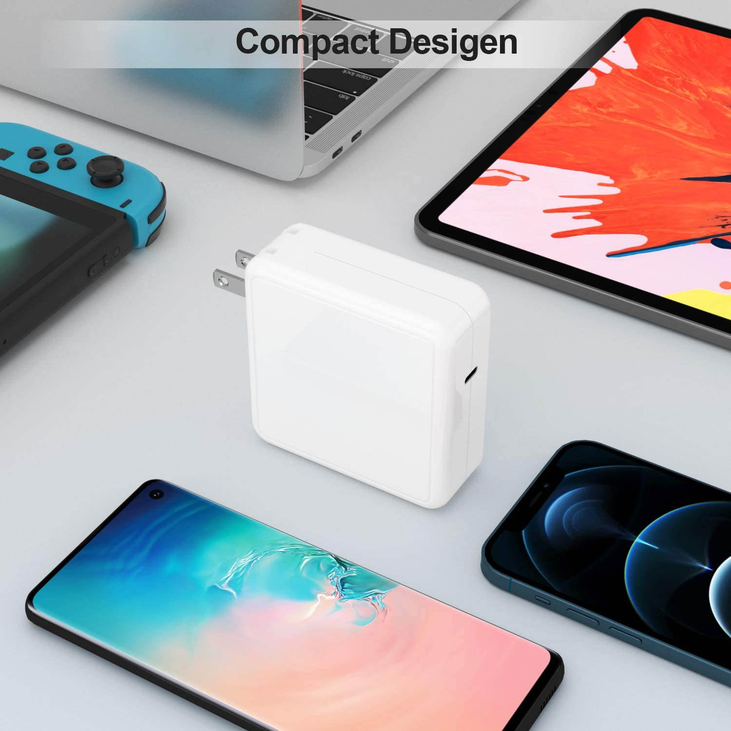 Mac Book Pro Charger USB C Power Adapter 61W, PD Mac Book Air Charger, Compatible 61W, 45W, 36W, 27W,12W for Mac Book Pro/Air, i-Pad Pro 12.9'', 11'',Switch, More Type C Devices,6.6ft USB C Cable