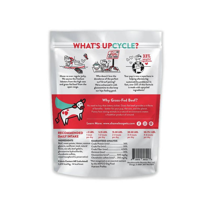 Shameless Pets Moo Lobsta Beef Recipe Jerky Bites Dog Treats - 5oz