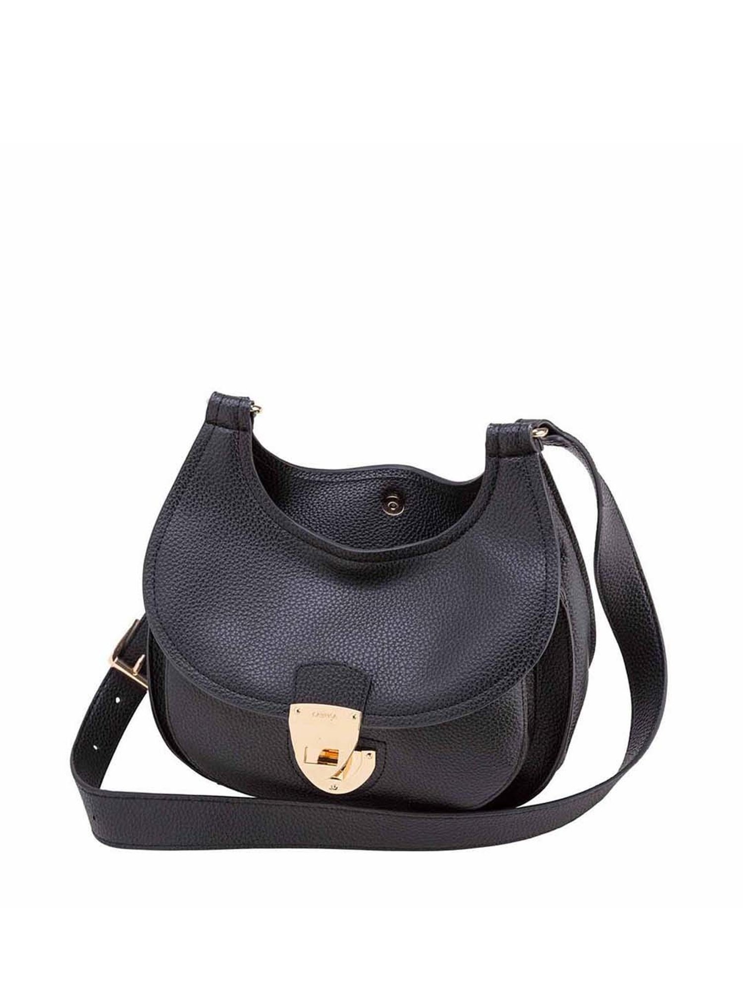CARPISA Wish Black Solid Medium Sling Handbag