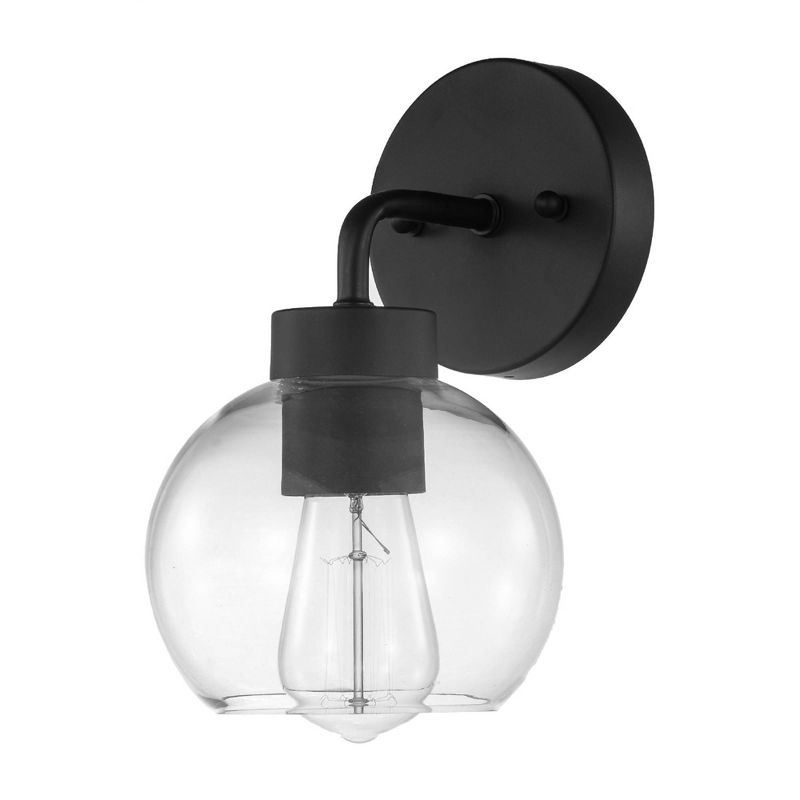 1 Light Bangor Outdoor Wall Sconce with Clear Glass Shade Matte Black - Globe Electric