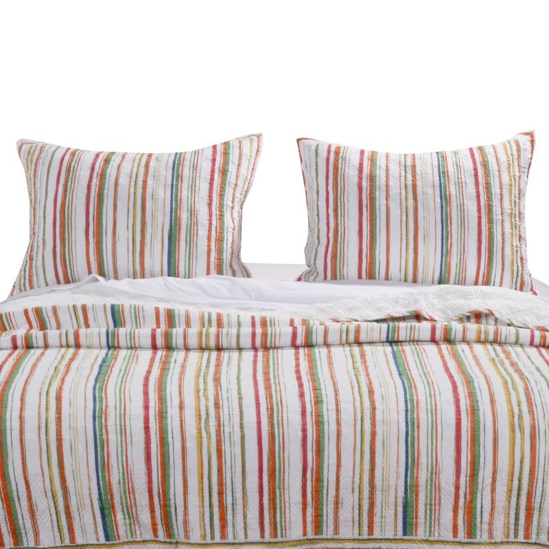 Greenland Home Fashion Sunset Stripe Variety of Solid Colors & Reversible Quilted Pillow Sham - King 20x36" Ivory