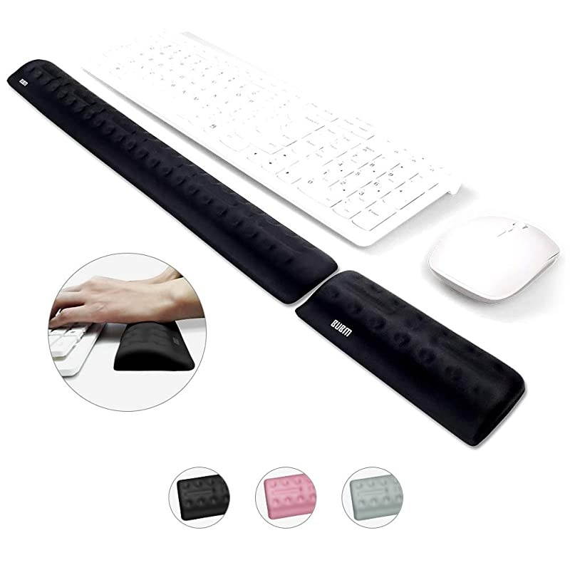 Wrist Rest for Keyboard and Mouse Memory Foam Cushion Wrist Support Pad Arm Rest Pillow Massage Hole Design EasyTyping for PC Gaming Office ComputerBlack Set