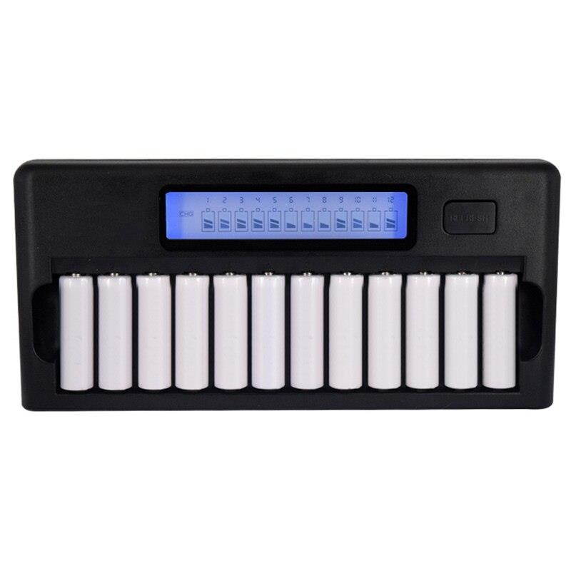 Intelligent Battery Charger Lcd Display Speedy Smart Charger 12 Battery Slots For 1.2V Ni-Mh Ni-Cd Aaa Aa Batteries(Eu Plug)