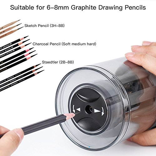 Long Point Pencil Sharpener, AFMAT Electric Pencil Sharpener, Rechargeable Heavy Duty Pencil Sharpener for Artists, Charcoal Pencil Sharpener for 6-8mm Sketching & Drawing Pencils,25mm Super Long Tip