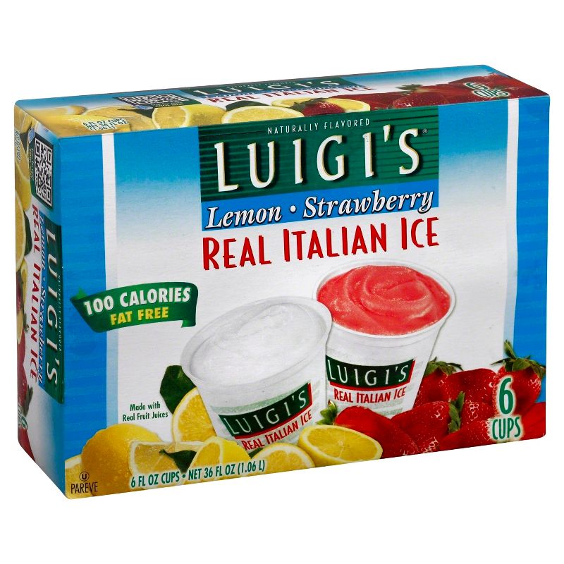 Luigi&#39;s Lemon and Strawberry Real Italian Ice - 6ct