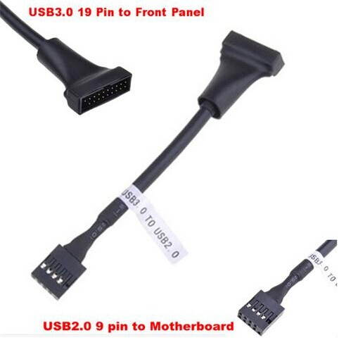 USB3.0  19Pin/20 pin Male to Front Panel towards to USB 2.0 to Motherboard Header Box 9Pin /10pin Female Adapter Converter Joiner Housing Cable