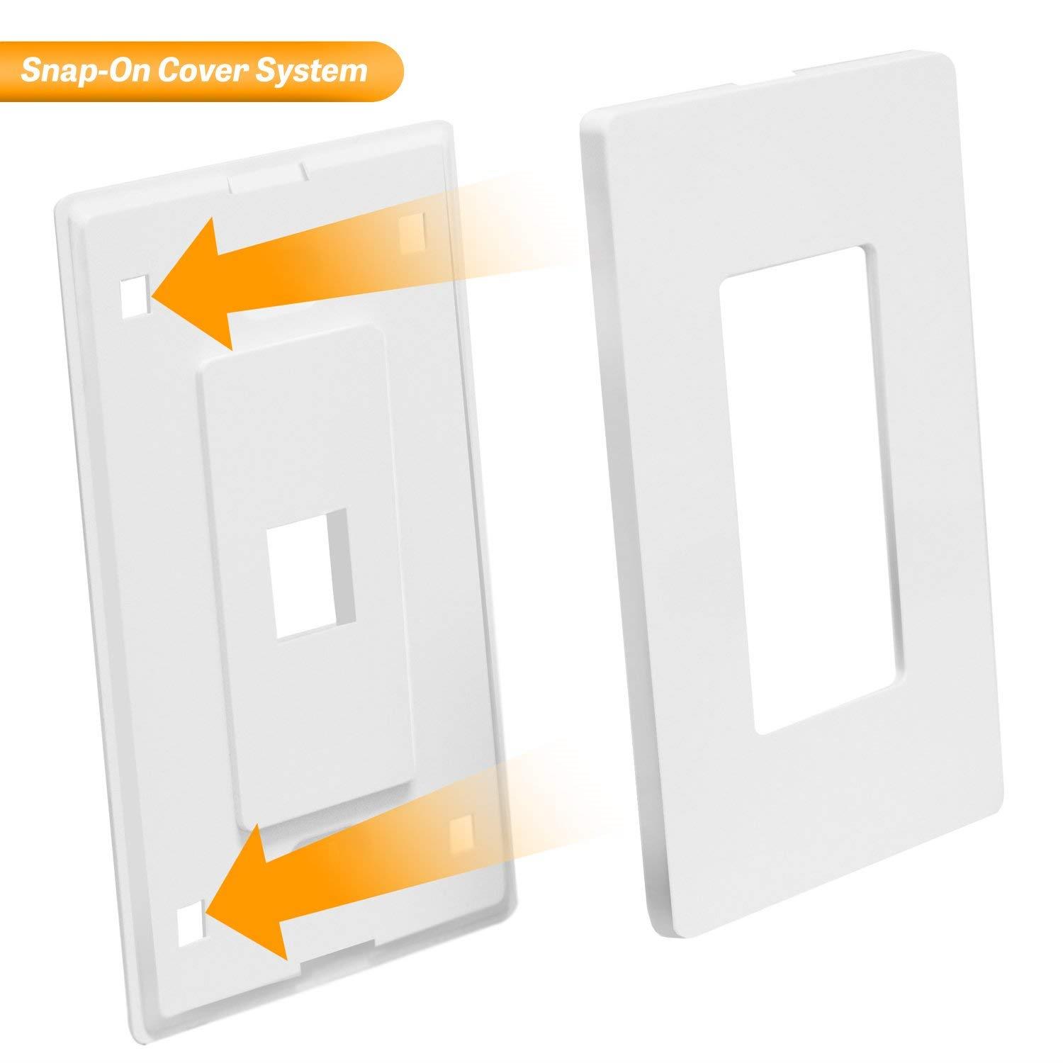 TOPGREENER 2 Port RJ45 Keystone Screwless Wall Plate for Cat5 Cat6 Cables Modules, Polycarbonate Thermoplastic, White (5 Pack) SI8872-5PCS