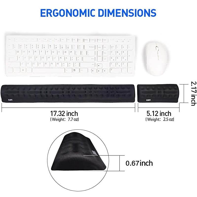 Wrist Rest for Keyboard and Mouse Memory Foam Cushion Wrist Support Pad Arm Rest Pillow Massage Hole Design EasyTyping for PC Gaming Office ComputerBlack Set