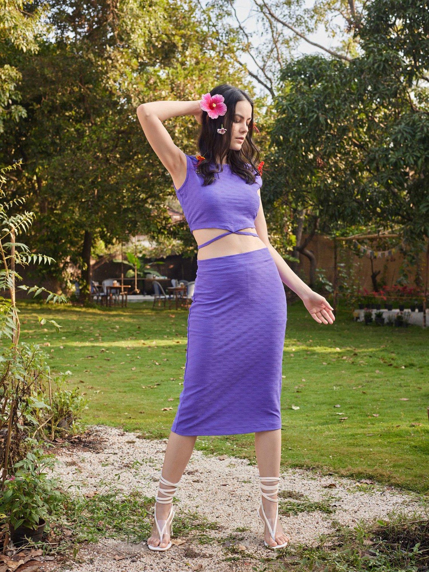 PURVAJA Lavender Midi Co-Ord Set