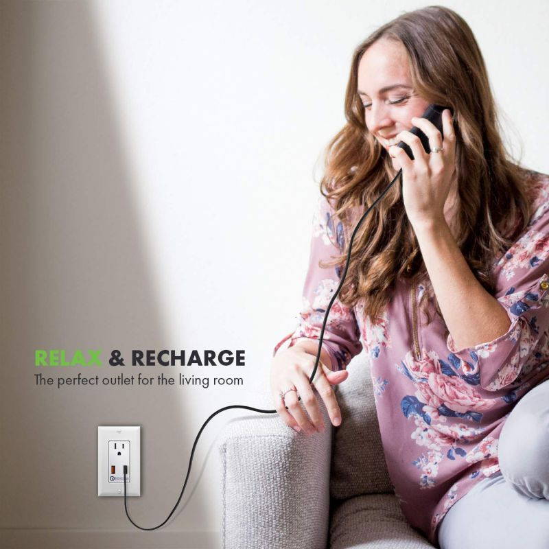 TOPGREENER 36W Quick Charge 3.0 USB Wall Outlet, Compatible with Samsung S9/S8/S7 Note 9/8/7, iPhone XS/MAX/XR/X/8/7, LG Nexus, HTC 10 & Other smarthphones, UL Listed, TU1152QC3, White
