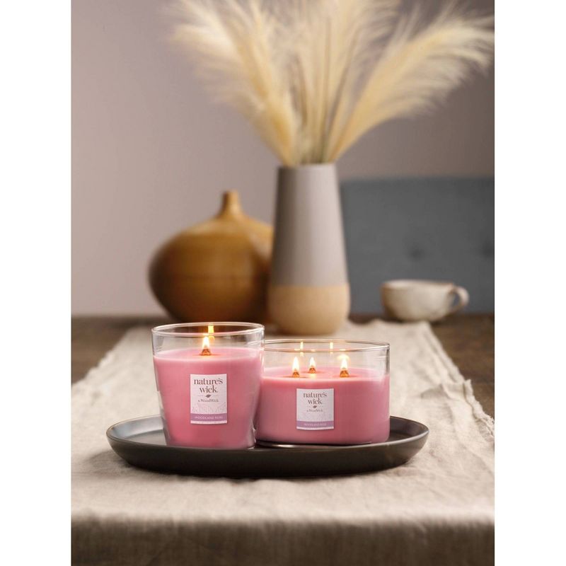 Lidded Glass Jar Crackling Wooden Wick Woodland Rose Candle - Nature's Wick