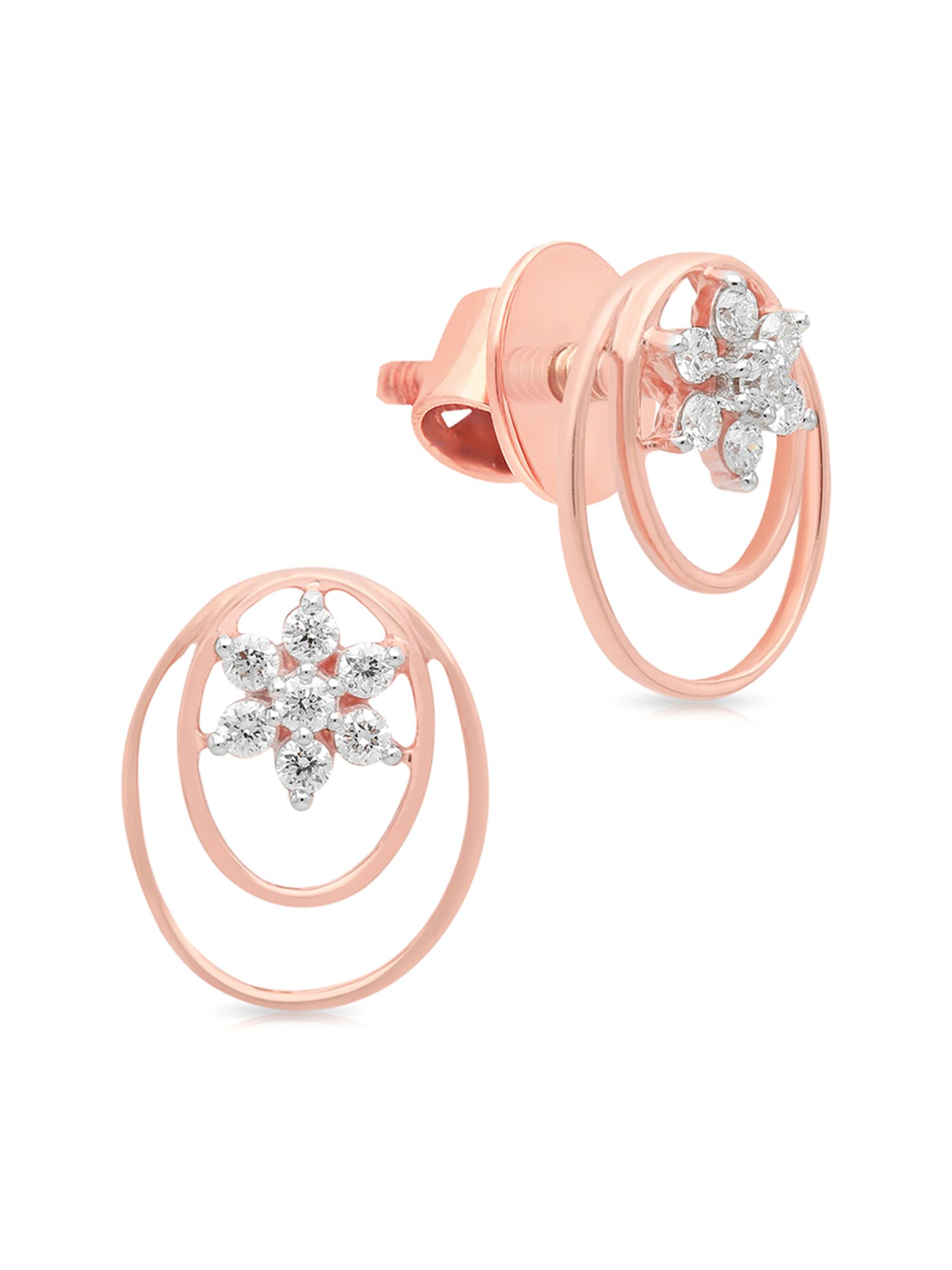 Malabar Gold and Diamonds 18k Rose Gold Stud Earrings