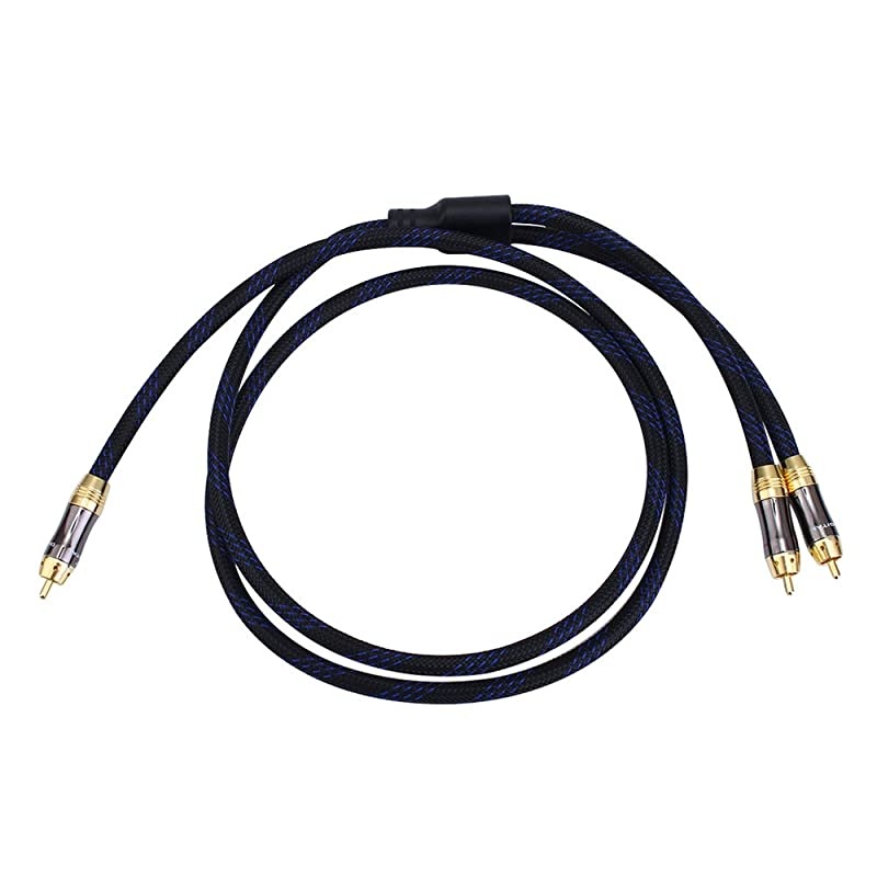 Dual Shielded OD 80mm 1 RCA Male to 2 RCA Male Audio Cable RCA YAdapter Subwoofer Cable 4 Feet